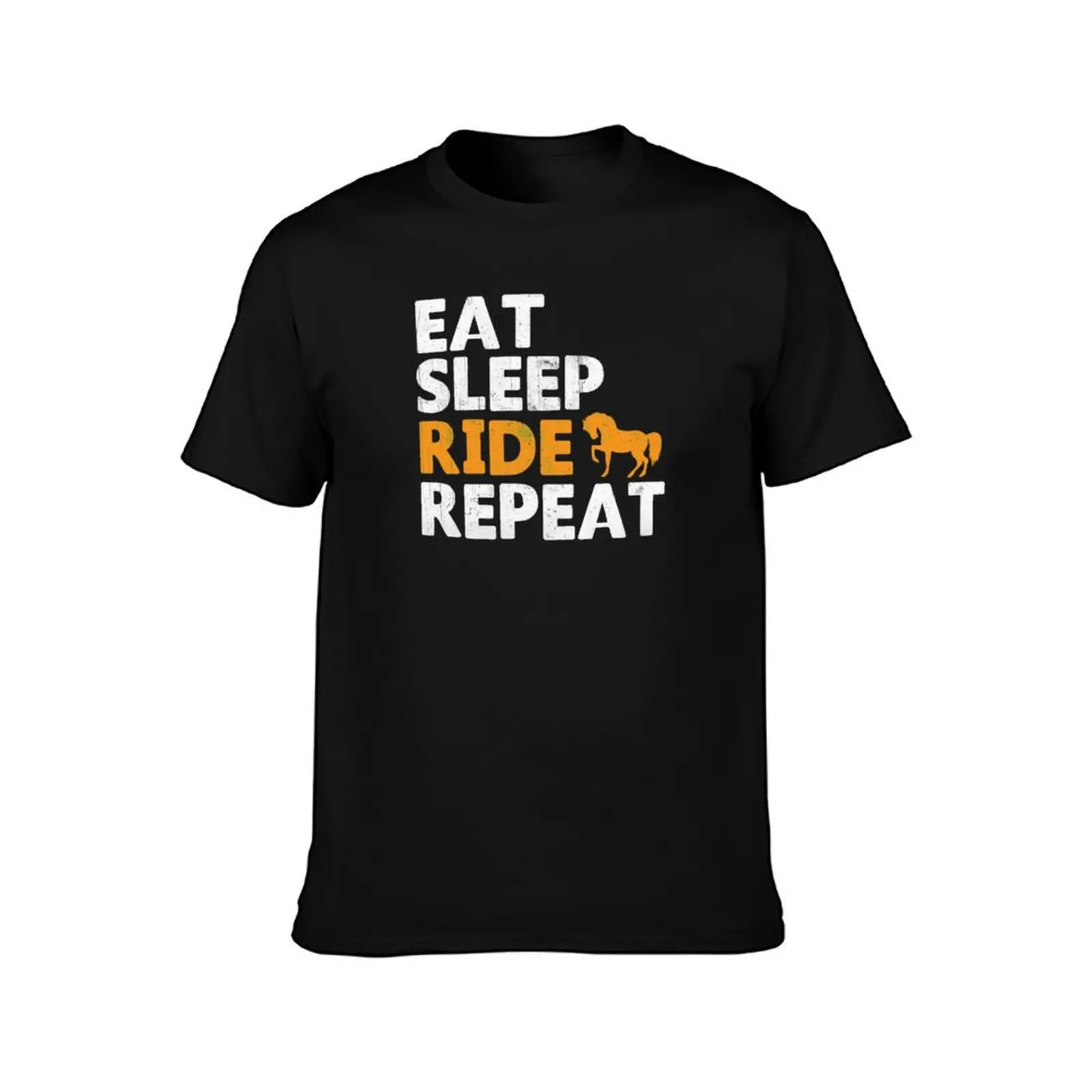Eat Sleep Ride Horses Repeat T-Shirt Summer Casual Cotton Tee Oversized Streetwear Tops Vintage Graphic Print 100% Cotton