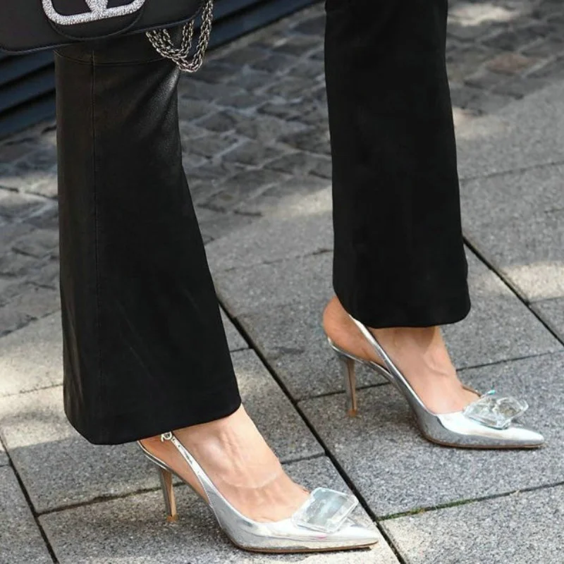 Marcelle Crystal Buckle Slingback Pumps