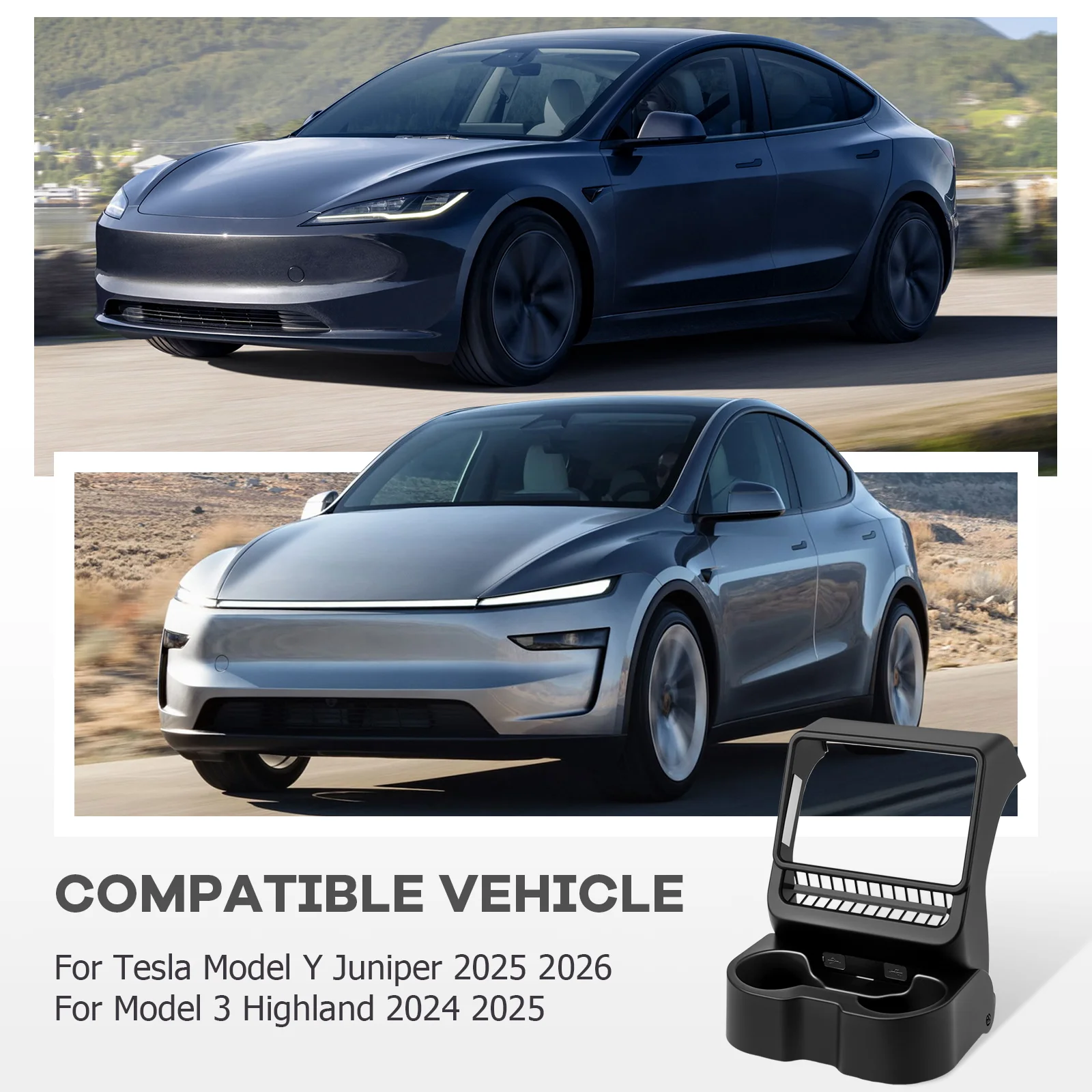 

Rear Air Outlet Cup Holders For Tesla Model Y Juniper 2025 Model 3 Highland 2024-2026 Car Interior Accessories