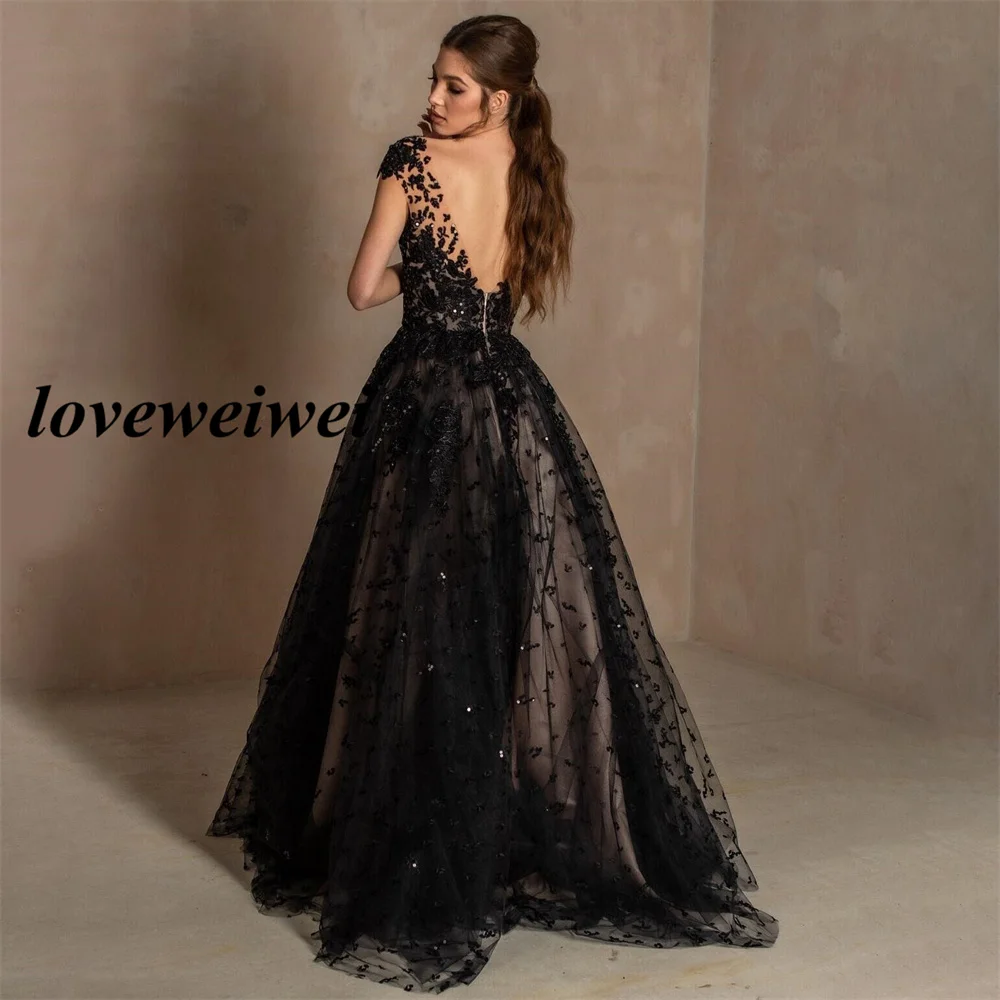 Black Sequin Prom Dress Long Sleeves Celebrity Dresses O Neck Women's Evening Dress A Line Floor Length Formal Gown 프롬 드레스