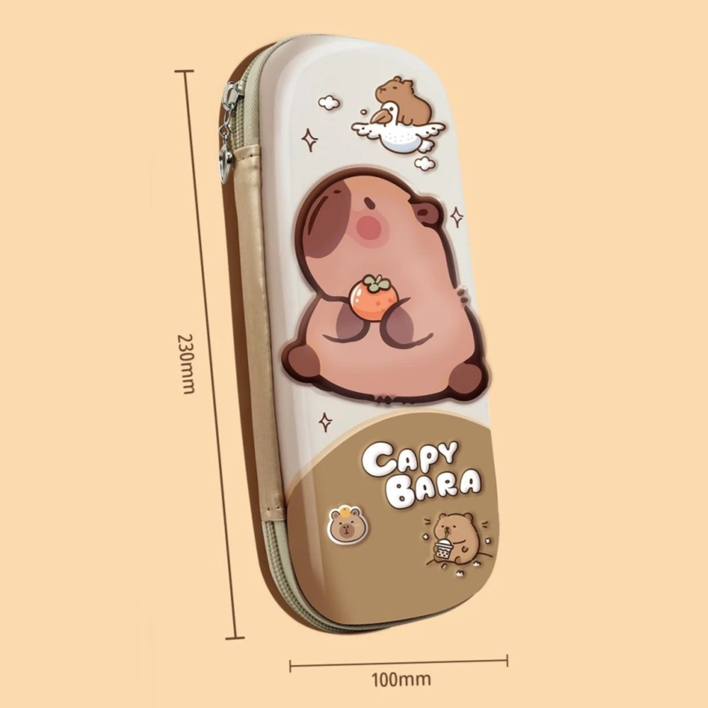 3D stereo Cute Capybara pencil case Drop resistant waterproof Student school supplies storage box hard shell decompression case