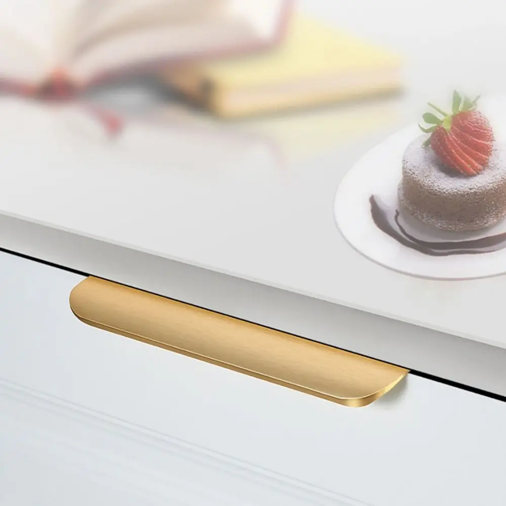 Space Aluminum Hidden Cabinet Handle Black/gold/grey Multiple Sizes Arc Door Handle Easy To Install Double Hole