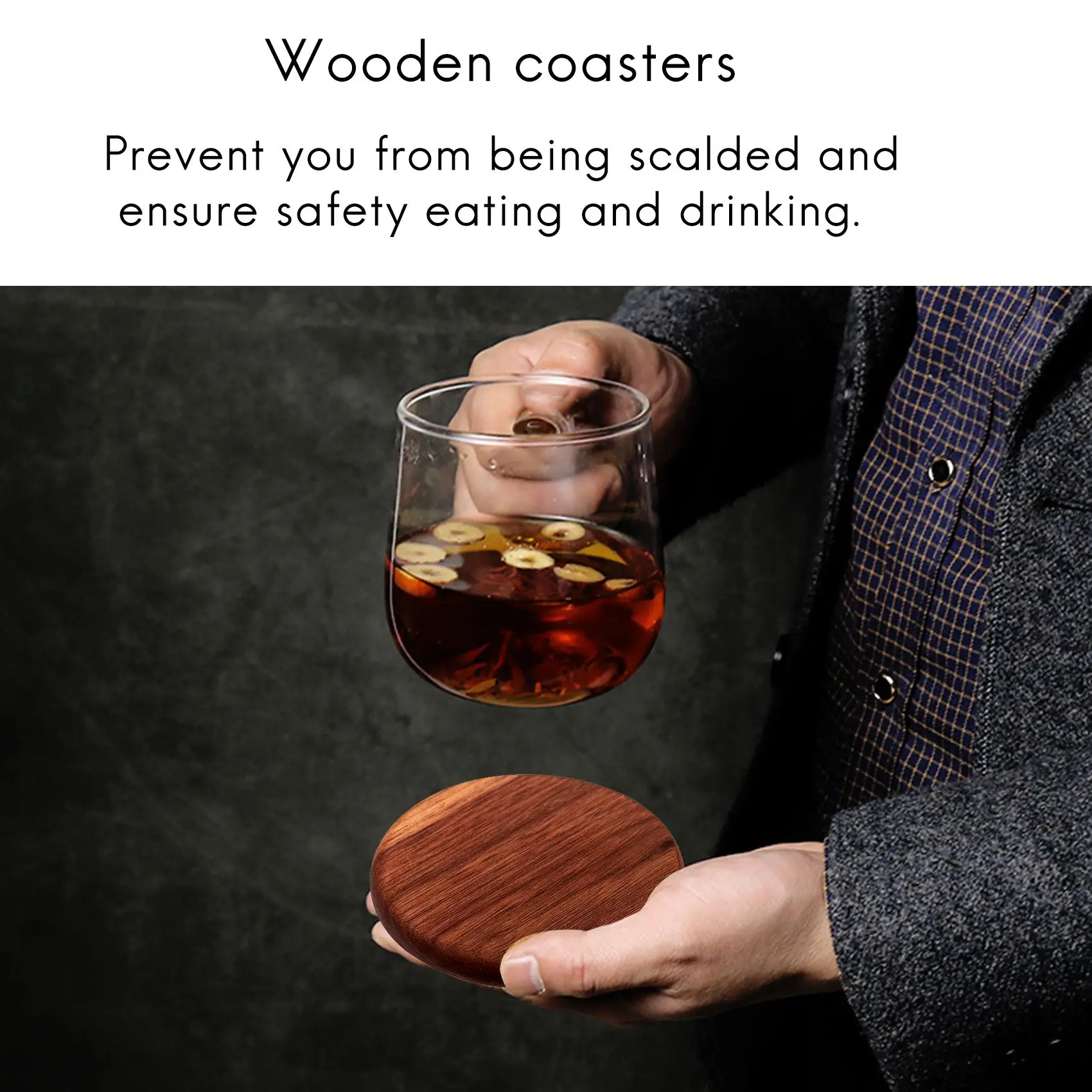 

RALCA-Wood Rustic Coaster Newest Decor Popular Round Wood Mat Coffee Home Drink Wood Coasters Selling Coasters Round
