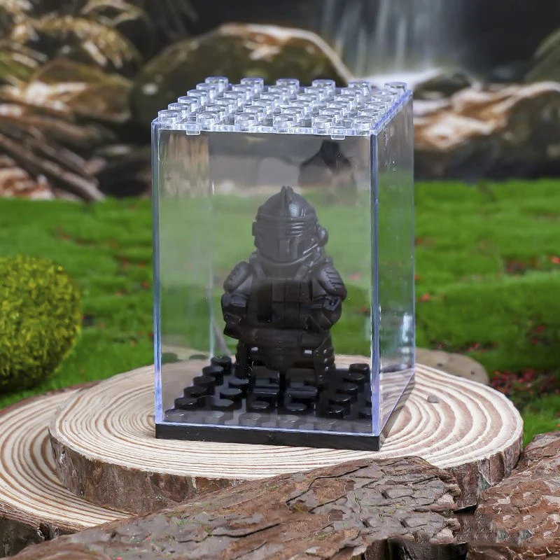 Schwarze Baustein-Vitrine, Minifigur, kleine Partikelbox für Actionfiguren, Blöcke, stapelbarer Aufbewahrungskoffer, Geschenk für Lego