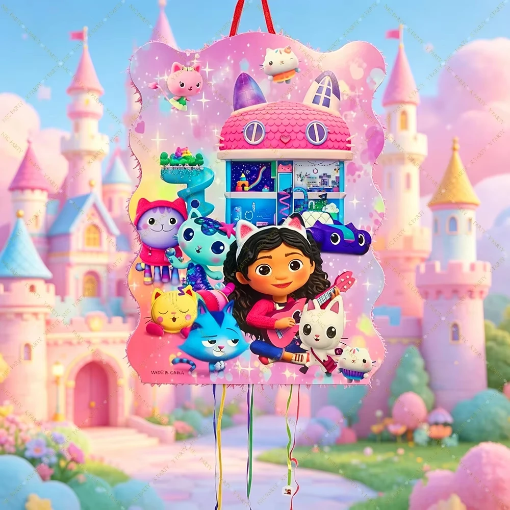 Piñata de Gabby Dollhouse con Gatos, Decoración para Fiestas de Cumpleaños, Bolsas de Regalo para Niñas, Piñata Sorpresa de Dibujos Animados para Baby Shower
