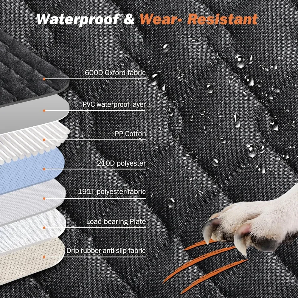 موسع المقعد الخلفي للكلاب، غطاء مقعد سيارة للكلاب للمقعد الخلفي من الأسفل الصلب - يحمل غطاءًا للمقعد الخلفي المقاوم للماء بوزن 330 رطلًا للكلاب