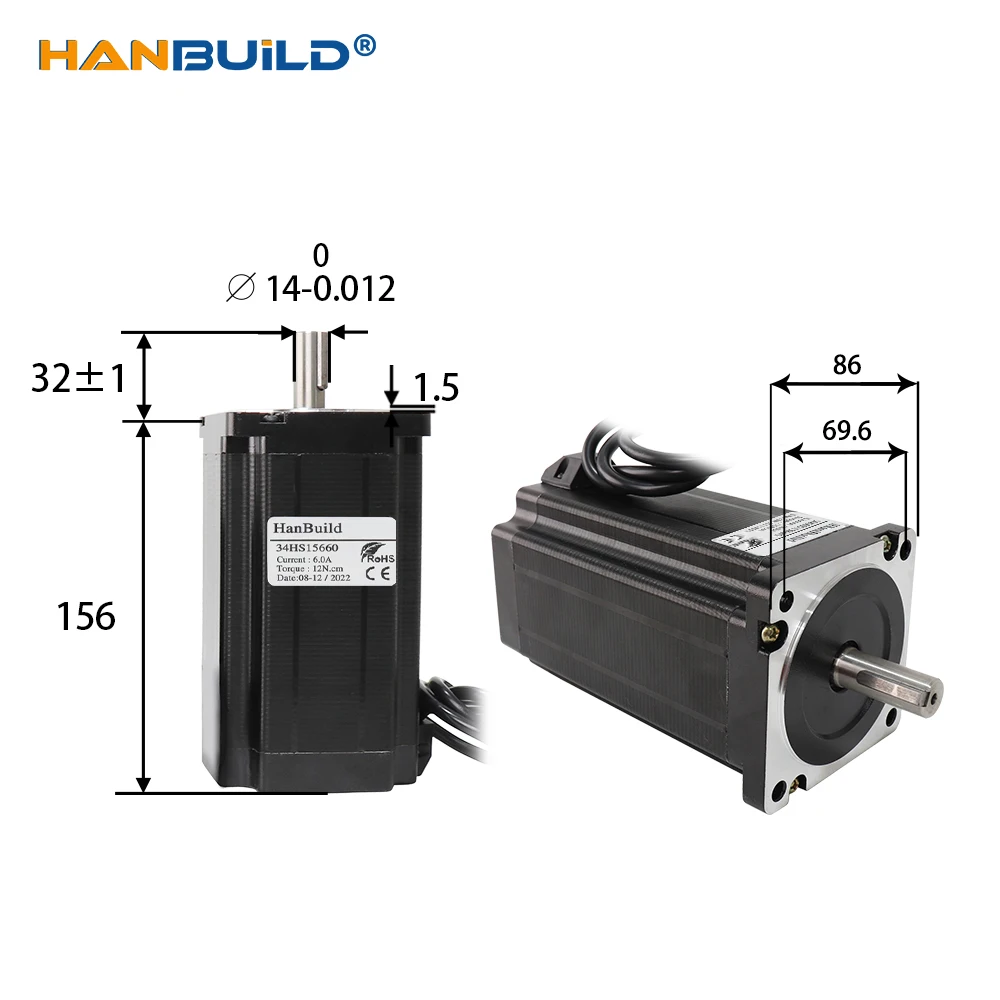 1pcs 34HS15660 stepper motor 1.8degree 156mm 6A 12N. m 86 series stepper motor suitable for mini 3D printers