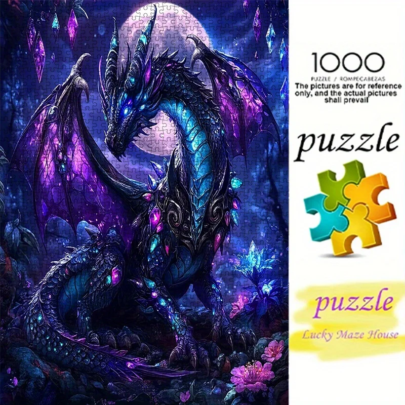 

1000 шт. Фэнтези Аметист Дракон Бумажная головоломка | Высококачественный материал для белых карточек, подходит для родителей, пар, собраний друзей