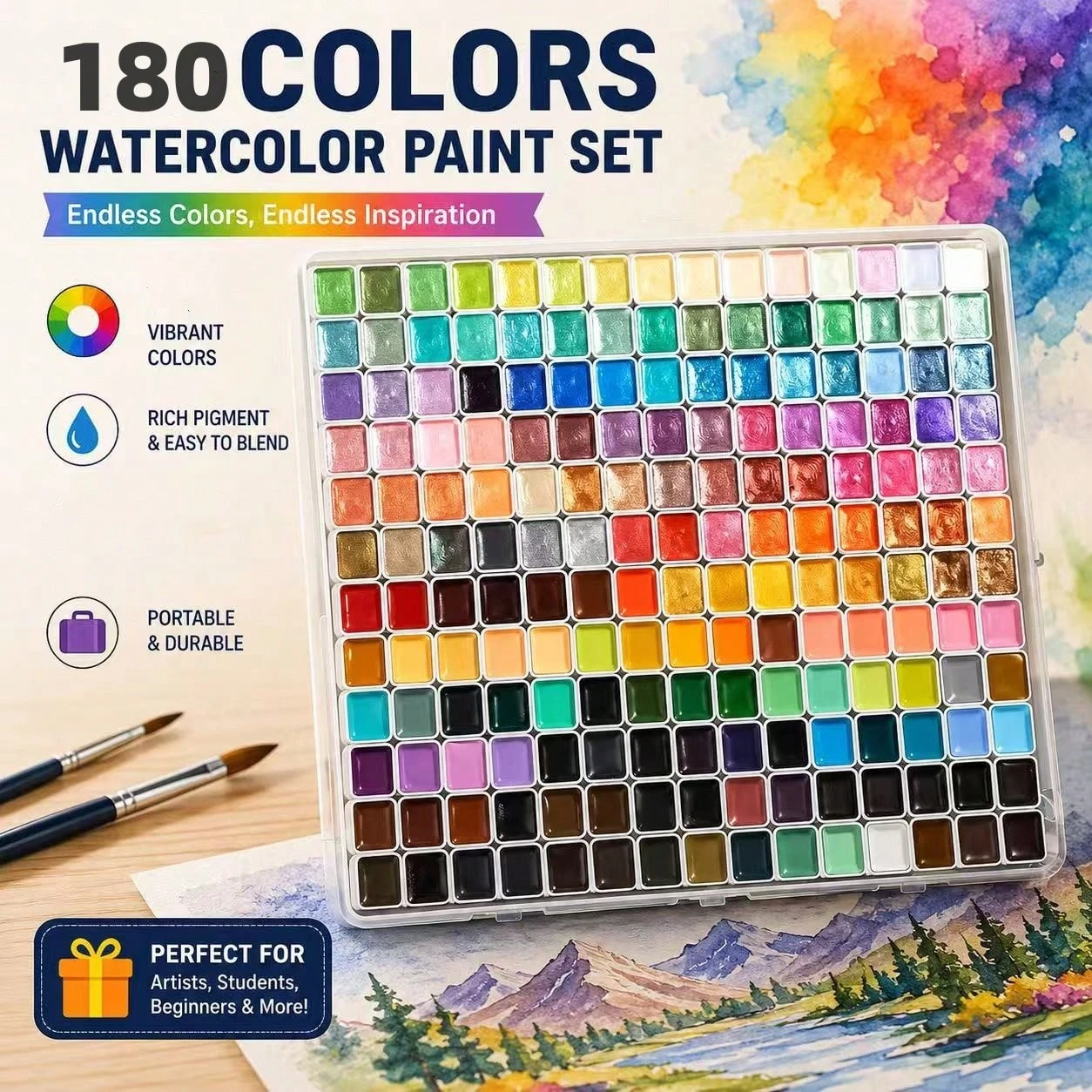 Artists' Watercolor Granulating Colors 180/150 Colors 1ml Transparent acuarela Professional pigments supplies