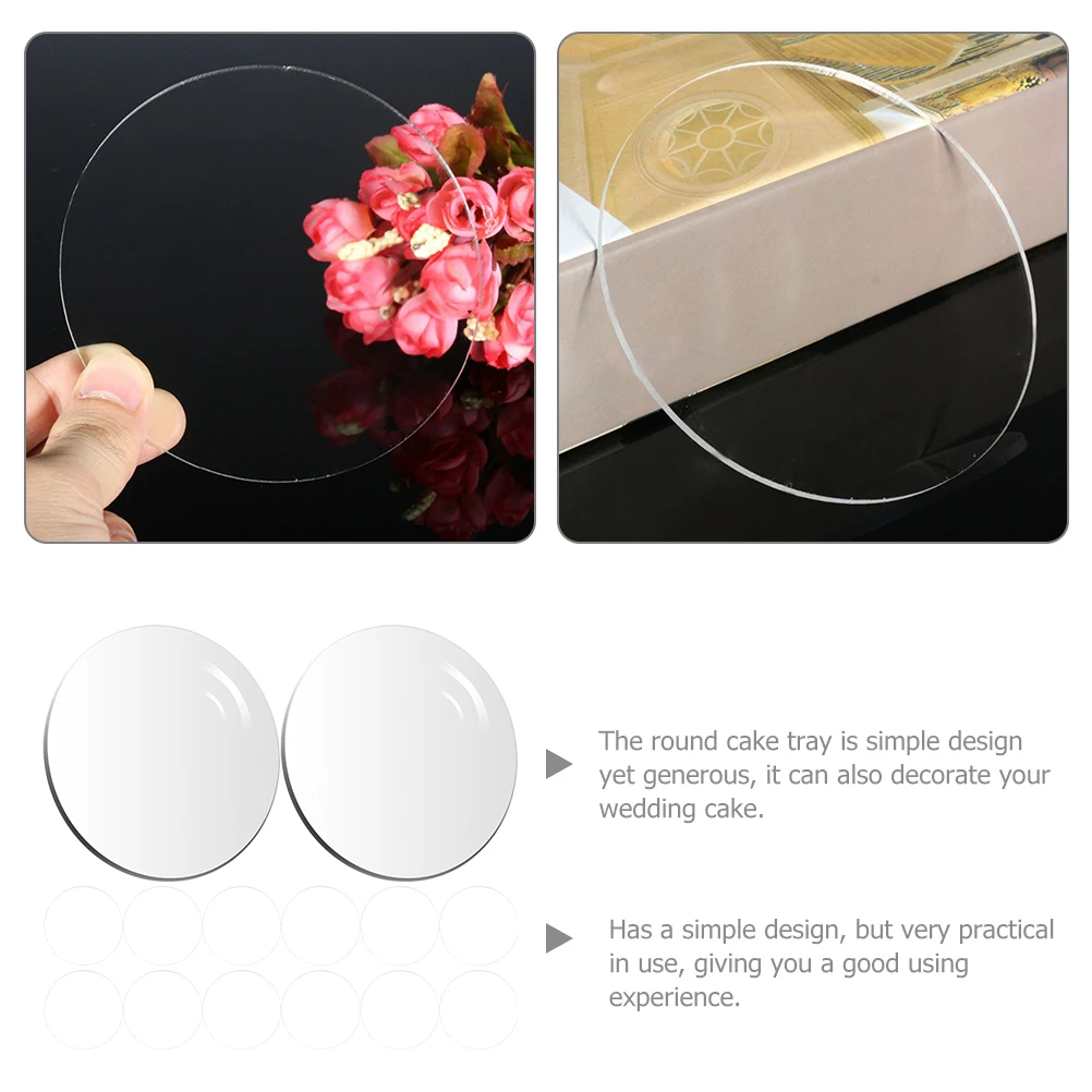 

50pcs Round Acrylic Sheet 1MM 10CM Transparent Cake Drum Board Convenient Plate Transfer Tool Reusable Baking Pan
