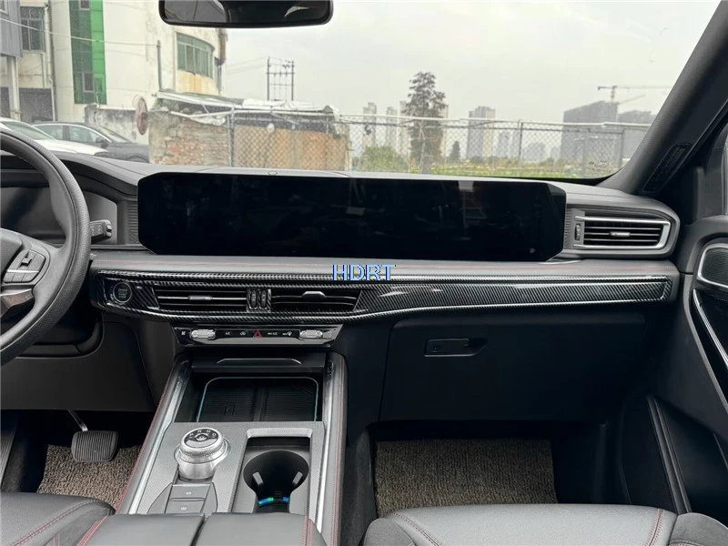 تصفيف السيارة والعتاد التحول نافذة رفع لوحة التبديل منفذ تنفيس الهواء عجلة القيادة ألياف الكربون الداخلية لفورد اكسبلورر 2023 +