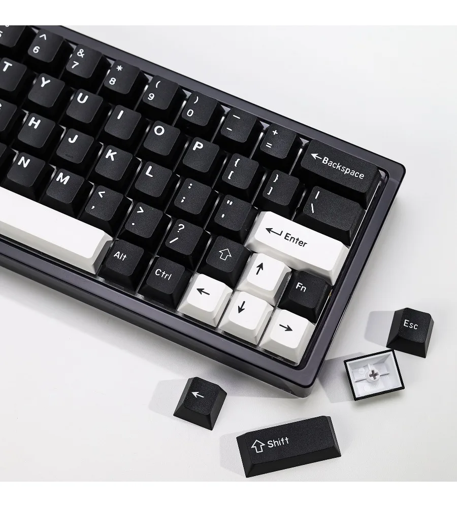 Keycap personality PBT two-color injection molding adaptation Mega lion wooting black and white minimalist keycap 170 keys