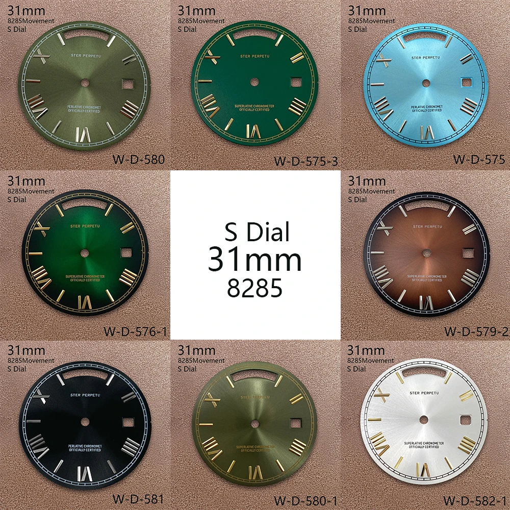 

31mm S Logo Day And Date Rome Dial Suitable For 8285 Movement Sunray Quality Dial Watch Modification Accessories