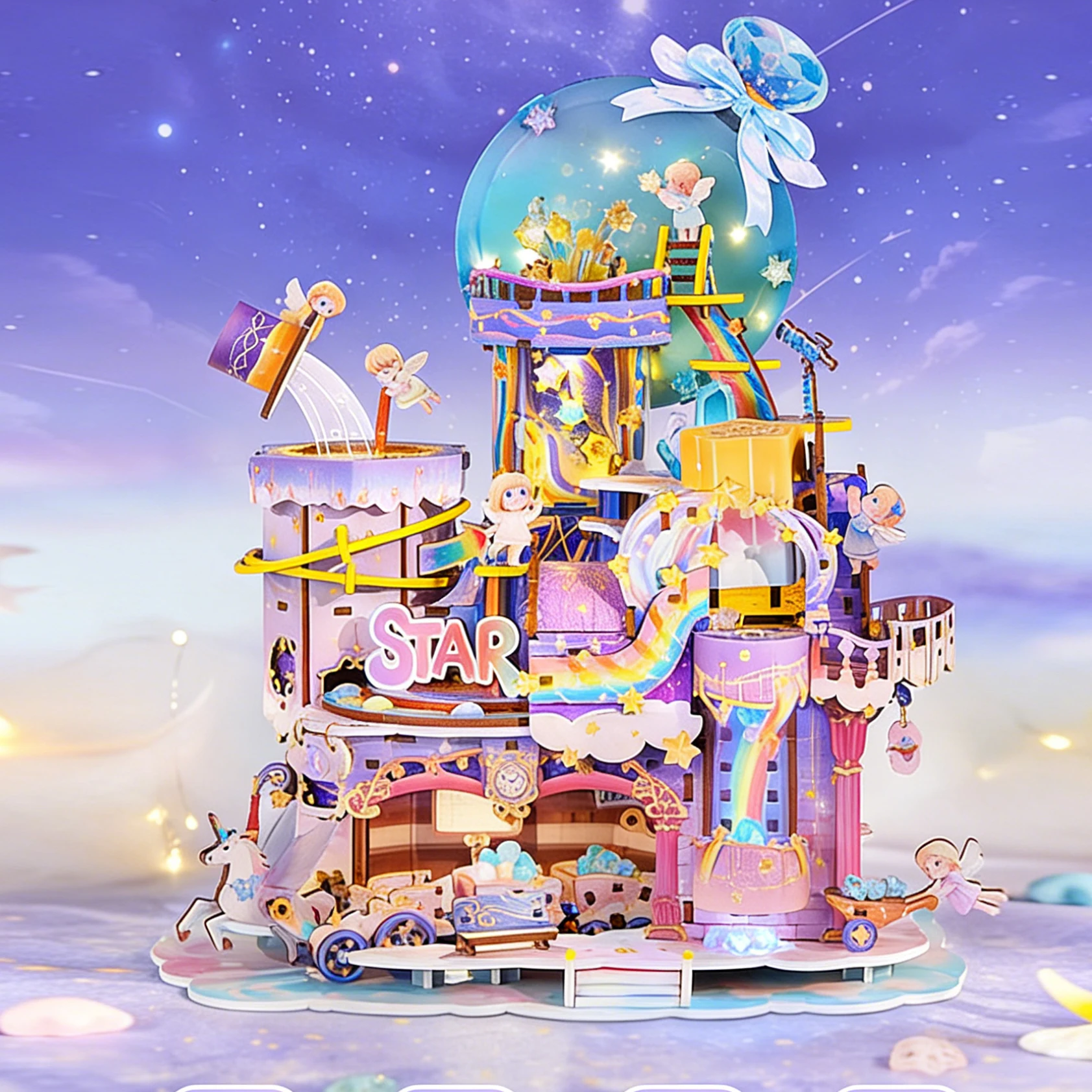 

Набор для творчества DIY: Деревянная музыкальная шкатулка «Звездная мастерская» – 3D-пазл с подсветкой и вращением, 582 детали, подарок для взрослых и девочек на день рождения