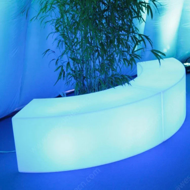 Glow Lighting Long Stool Arc Seat Sectional Sofa Outdoor Party Portable Furniture Post Modern Bench RGB Night Light image 4