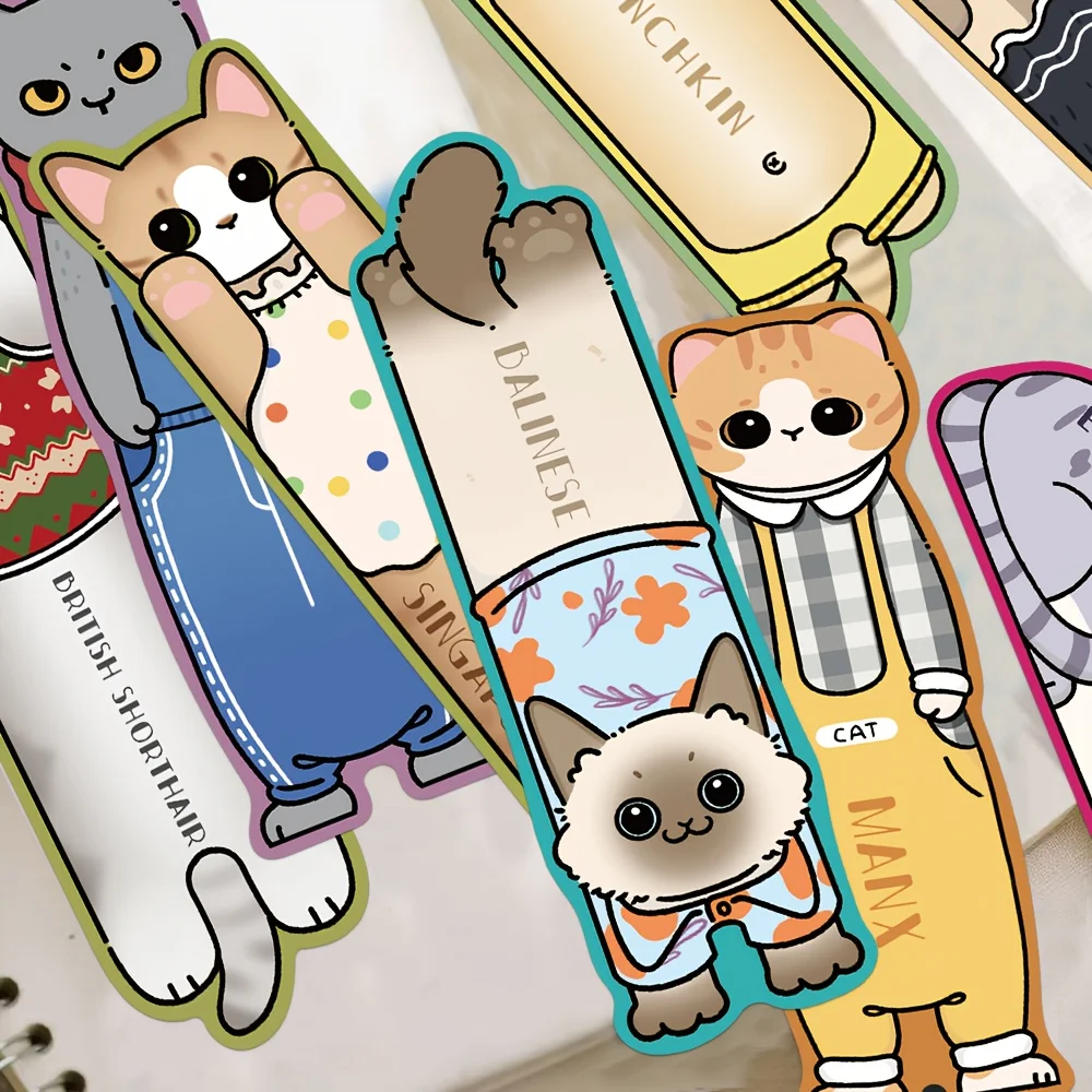 

30pcs cartoon cat reading theme bookmarks book pages books labeling student paper card decorative book DIY creative bookmarks