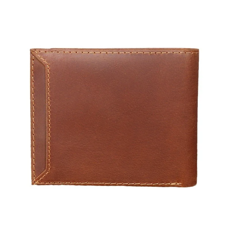 Men's Vintage Leather Short Wallet with Crazy Horse Craftsmanship