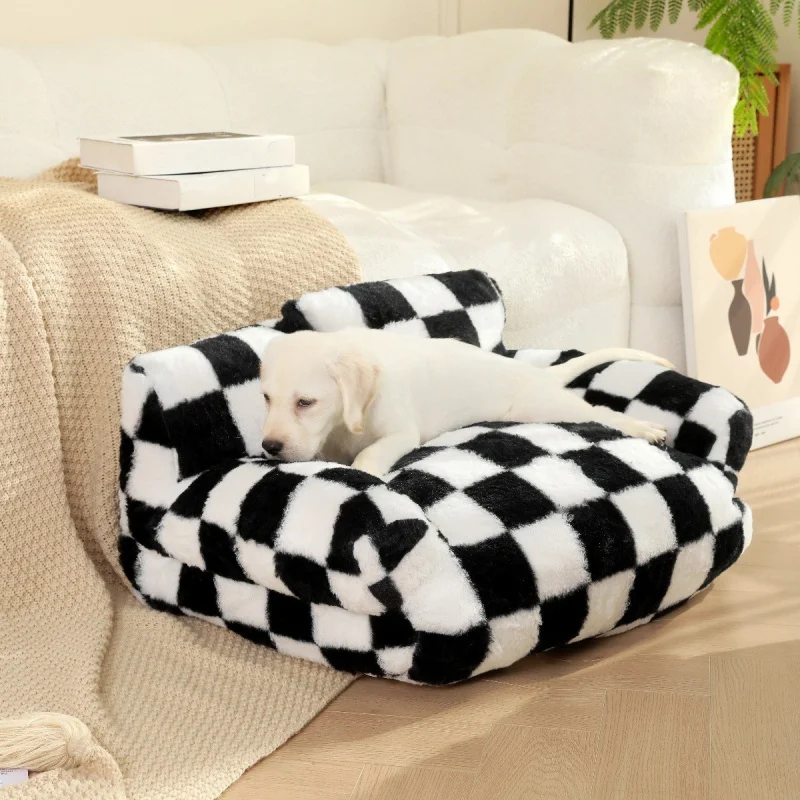 

Rabbit Fur Plush Pet Sofa Warm Comfortable Dog Bed Removable Washable Cat Nest Elevated Thickened Creative Dog Nest Mat