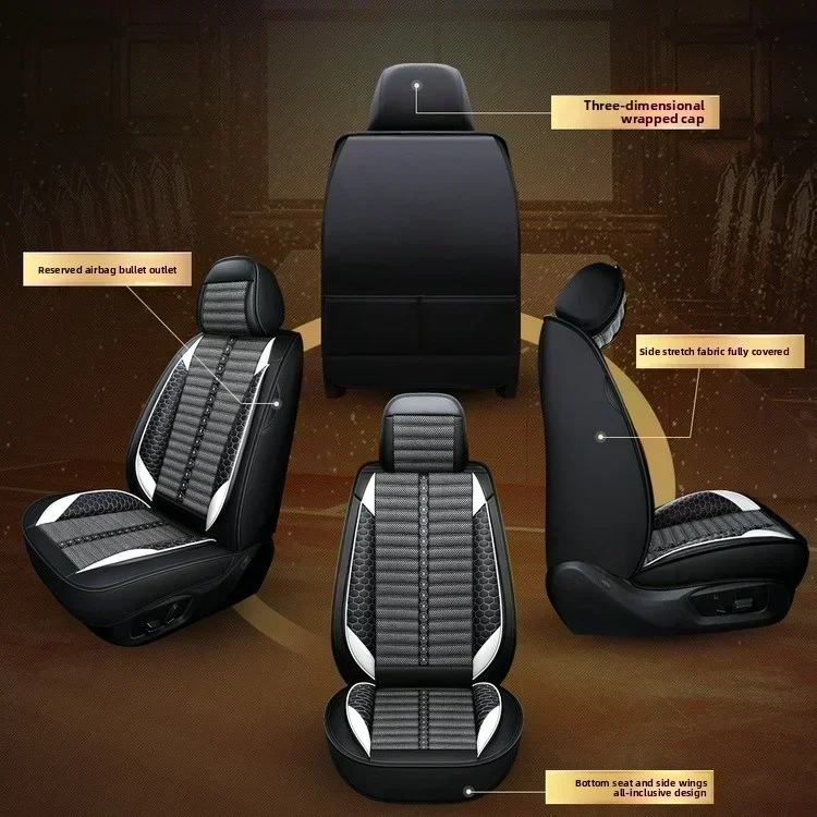 FOR HONDA Car seat cover breathable artificial leather linen spliced ​​wear-resistant soft and comfortable full wrap seat cover