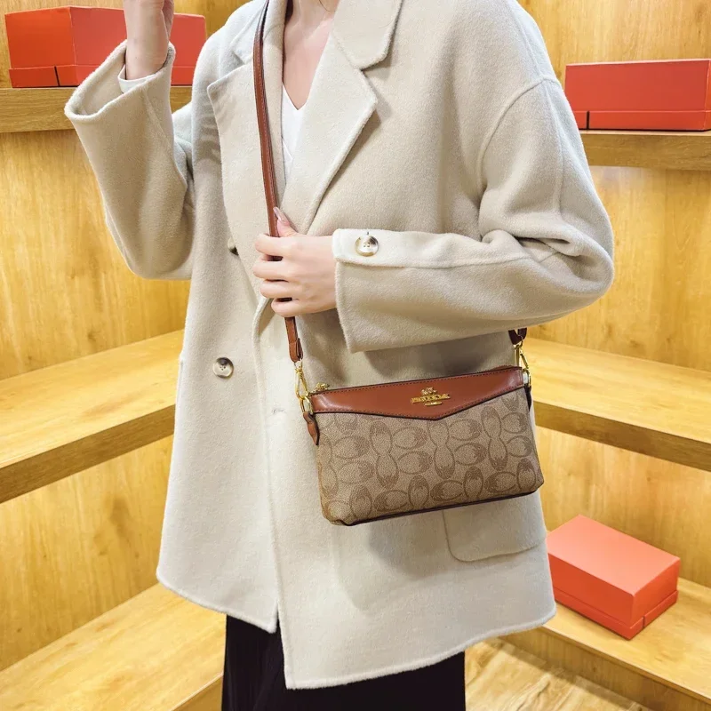 

Женская сумка через плечо, роскошная брендовая кожаная внешняя часть с клапаном и внутренними отделениями для карт, надежное хранение