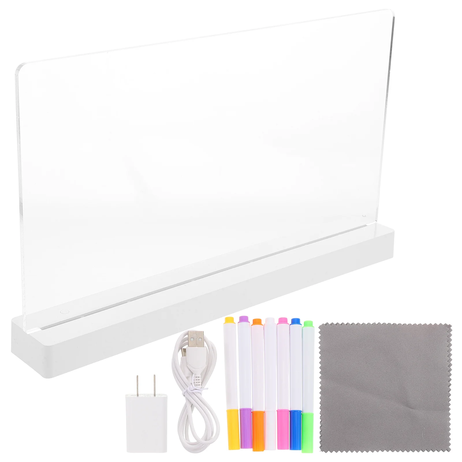

1Set Acrylic Glow Board LED Erasable Dry Erase Transparent Light Up Message Board Rechargeable USB Charging Compact Night Light