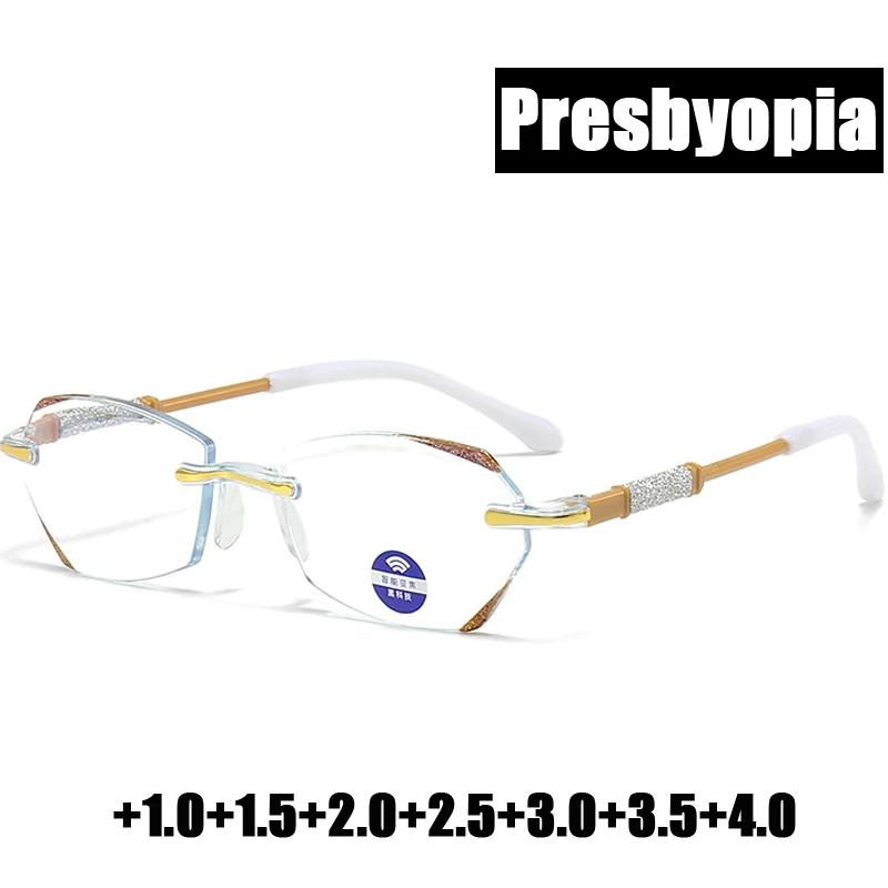 

Очки для пресбиопии с блокировкой синего света и алмазной огранкой, роскошные женские очки для дальнозоркости, готовые очки для дальнозоркости, диоптрии