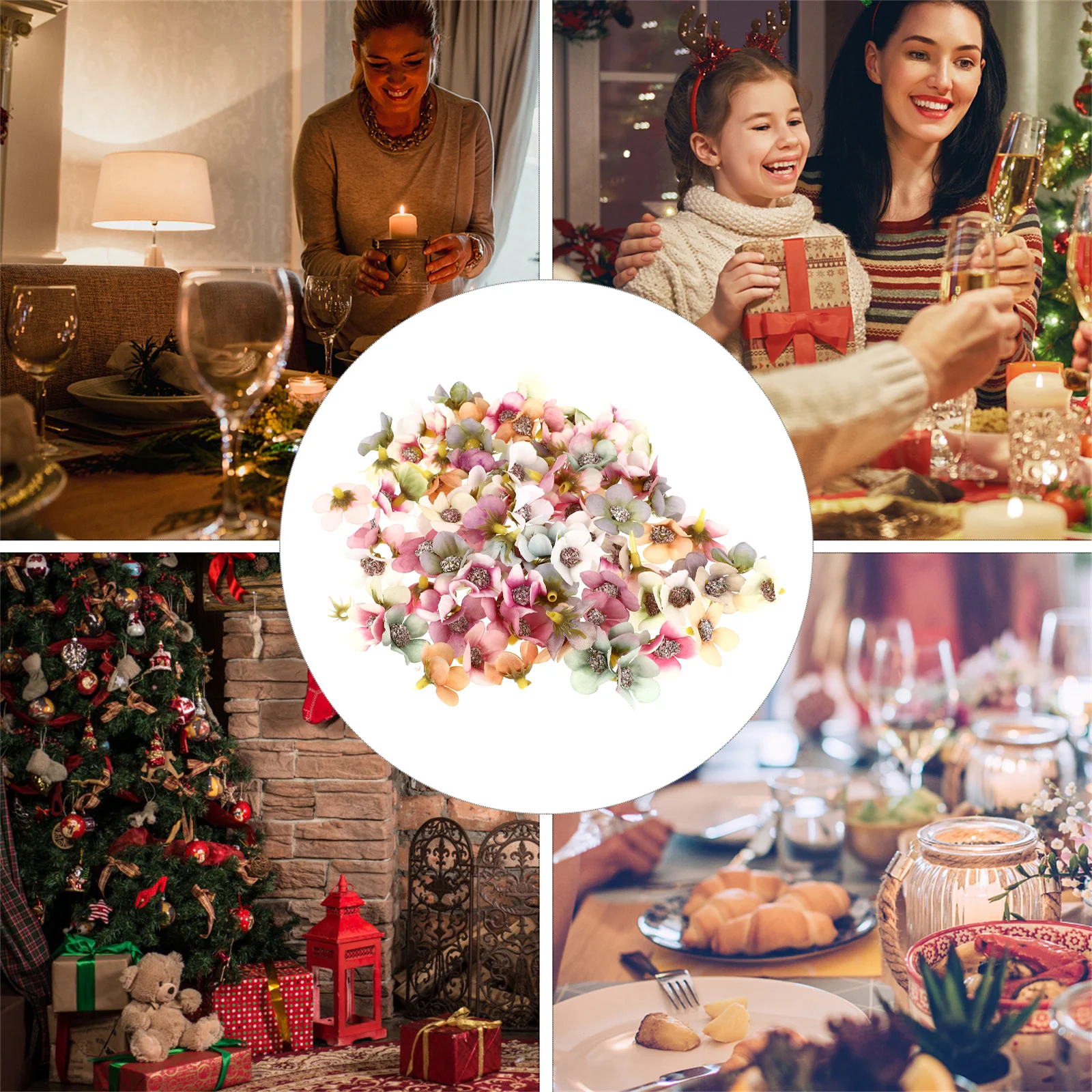 

100Pcs Mini Artificial Silk Daisy Flower Heads for Wedding Party Home DIY Wreath Garland Craft Decoration Mini Flowers