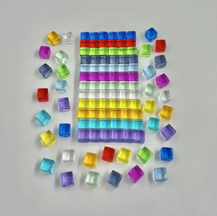 100Pcs/Set 8mm Transparent Square Corner Cube Colorful Crystal Clear Color Dice Chess Piece Right Angle For Board Game