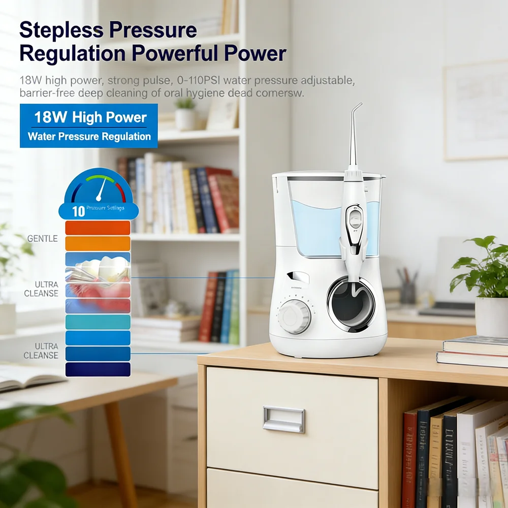 

Электрический ирригатор для домашнего ухода за полостью рта, 10 режимов, 5 сменных насадок, глубокая очистка зубов, предотвращение неприятного запаха изо рта