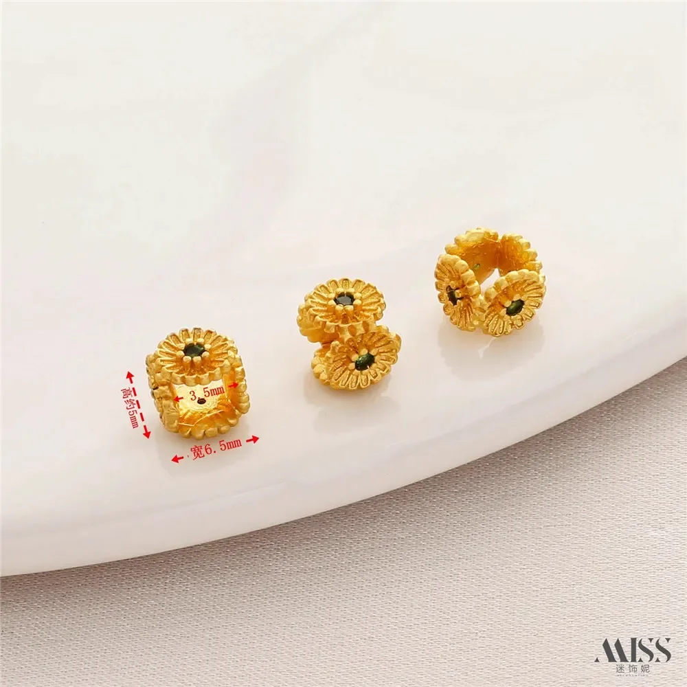 Matte Gold 18K Color Four-sided Peach Blossom Butterfly Bead Spacer Zakiram Wing Over Coil Running Ring DIY Jewelry Accessories