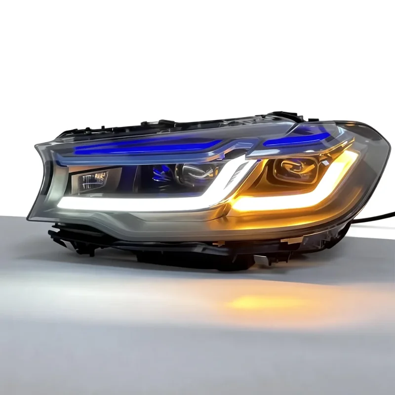 

5 Series G30 F90 Headlights Pre-Lci Upgrade LCI Blue and Black Eyebrow Two-Color DRL Yellow and White Switching Headlights