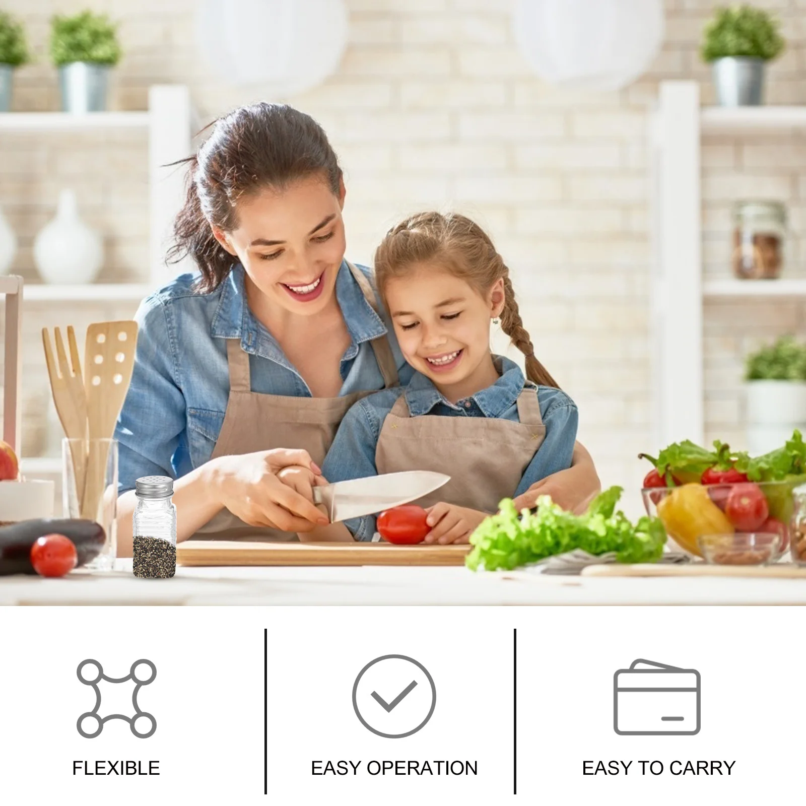 6 قطعة زجاجات توابل زجاجية متعددة الوظائف قوية للمنزل شواء التخييم حاوية توابل الزجاج الفلفل شاكر #3