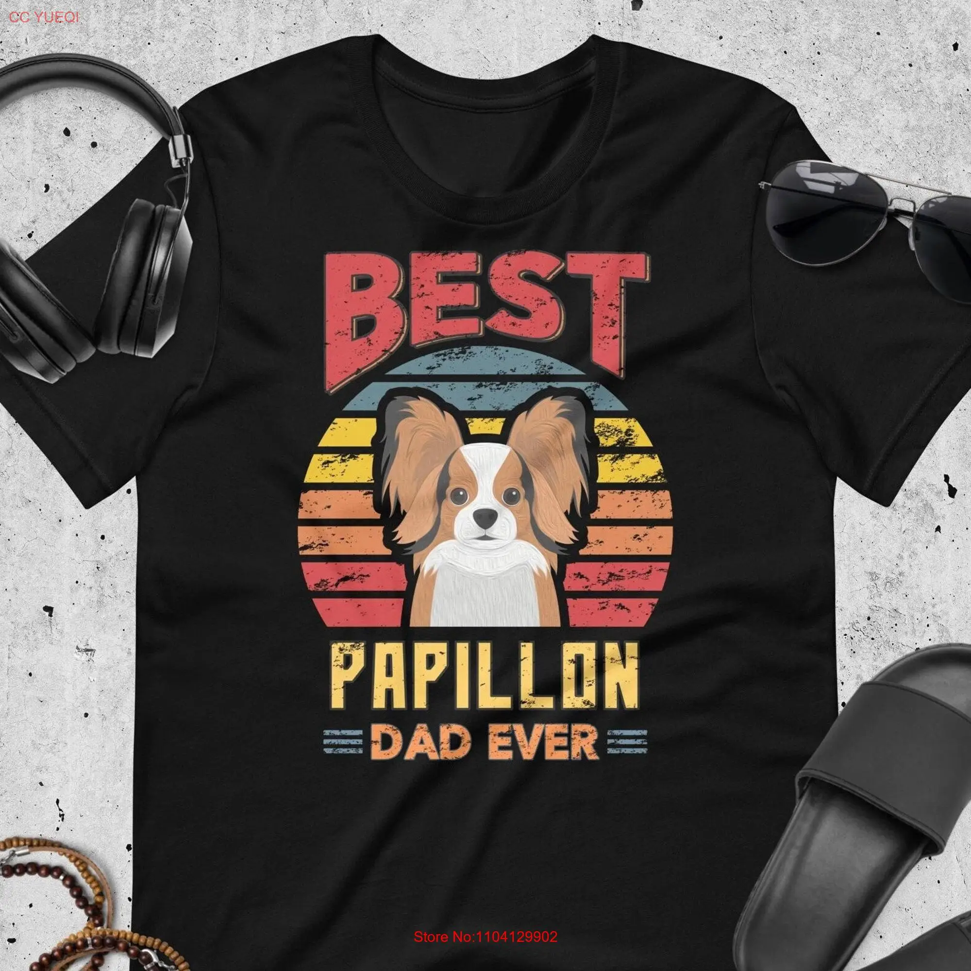 Best Papillon Dad Ever T Shirt Unmissable Dog Unique Pet Apparel Perfect for Owner Present long or short sleeves