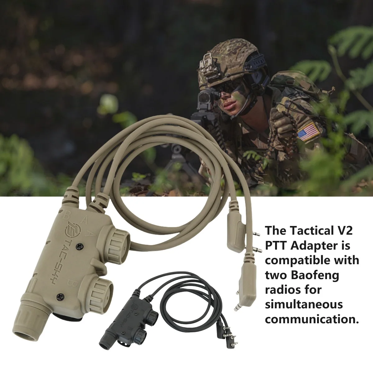 TS TAC-SKY Tactical Military Adapter Dual Comm V2 U94 PTT Compatible EARMOR MSA SORDIN COMTA II III Tactical Headphones