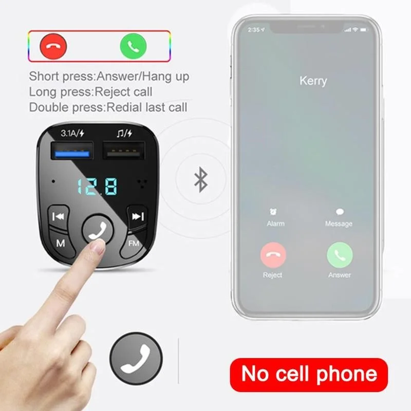 OLAF Dual USB Sạc Xe Hơi Bluetooth 5.0 Bộ Phát FM Xe Bộ MP3 Bộ Điều Chế Tay Cầm Không Dây Âm Thanh Thu 3.1A Sạc Nhanh