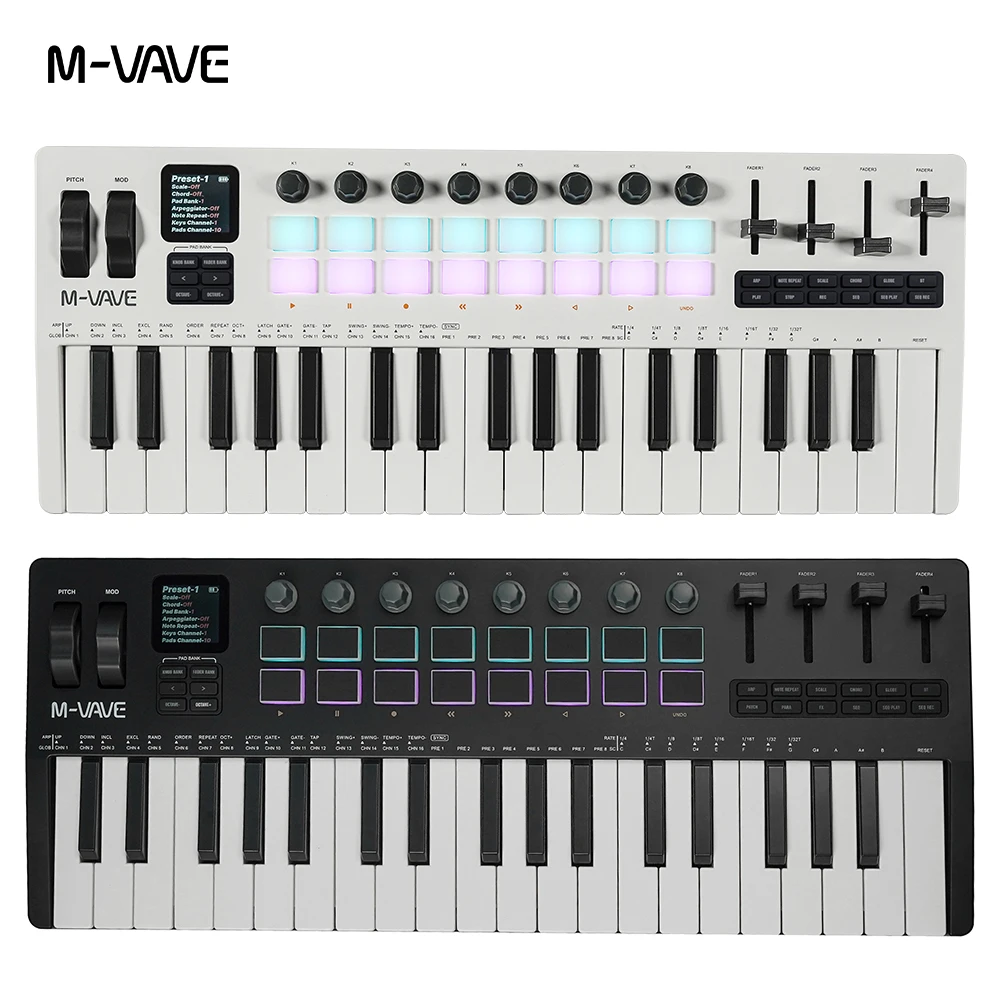M-VAVE MIDI Keyboard Controller Rechargeable USB MIDI Keyboard Controller SMK-25 Mini/SMK-37 Pro/SMK-25 II/SMC-PAD/SMC-Mixer