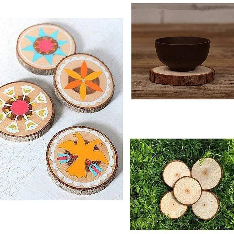 Round Wood Chip Hand-Painted Wood Chip Painting Graffiti Wood Chip Children Diy Handmade Material Annual Ring Wood