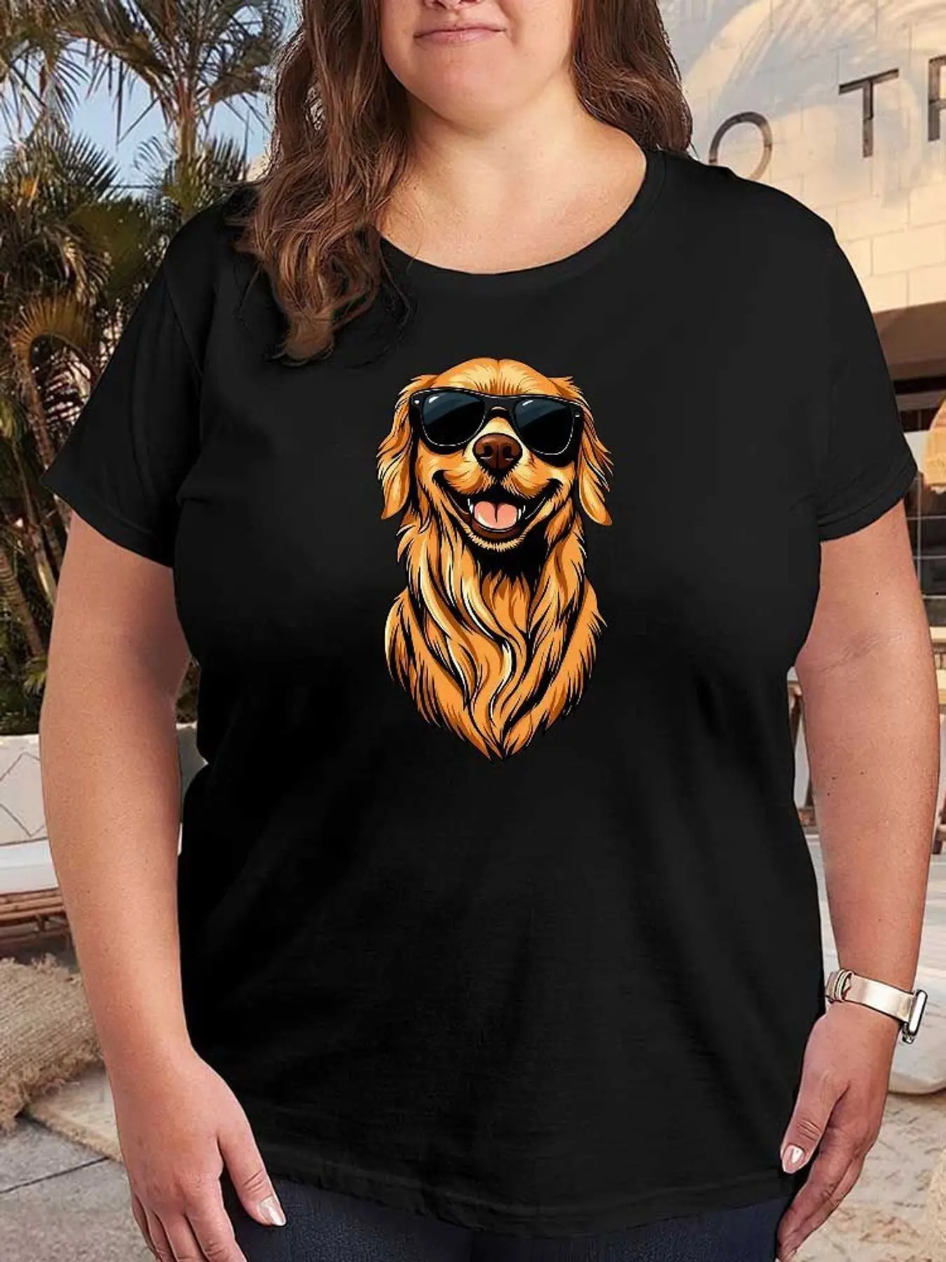 Funny Golden Retriever Graphic T Shirt Women Fashion Stretchy Plus Size Short Sleeve Casual Summer Tees Cotton Loose Soft Tops Clothes