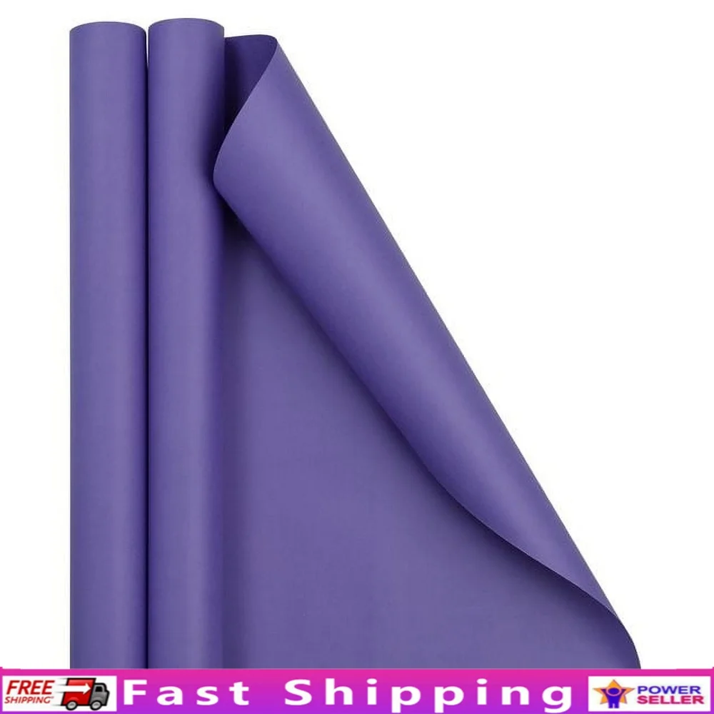 

Матовая фиолетовая оберточная бумага, 52,6 кв. футов, 2 рулона, высокое качество, легко вырезанная подарочная упаковка, день рождения, праздники, мероприятия