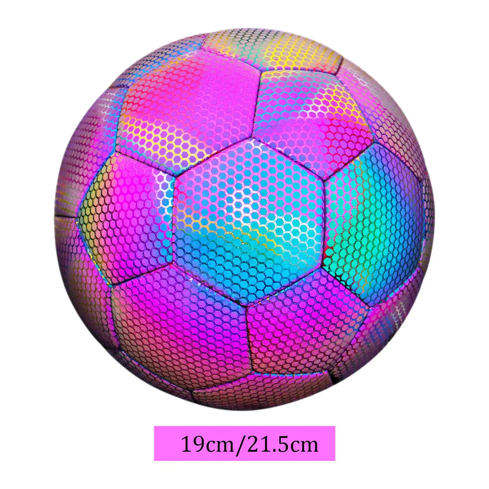 Soccer Ball Reflective Holographic Teens PU Leather Football Outdoors Sports