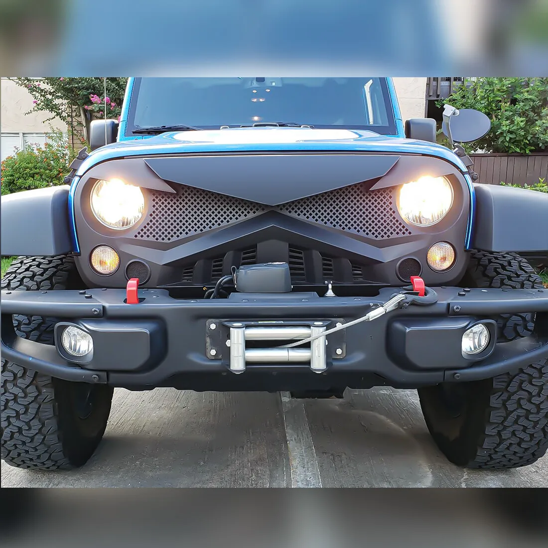 Front Bumper Grill For Jeep Wrangler JK JKU 2007-2018 Knight Style Upper Grills Mesh Radiator Trim Hood Protector Accessories
