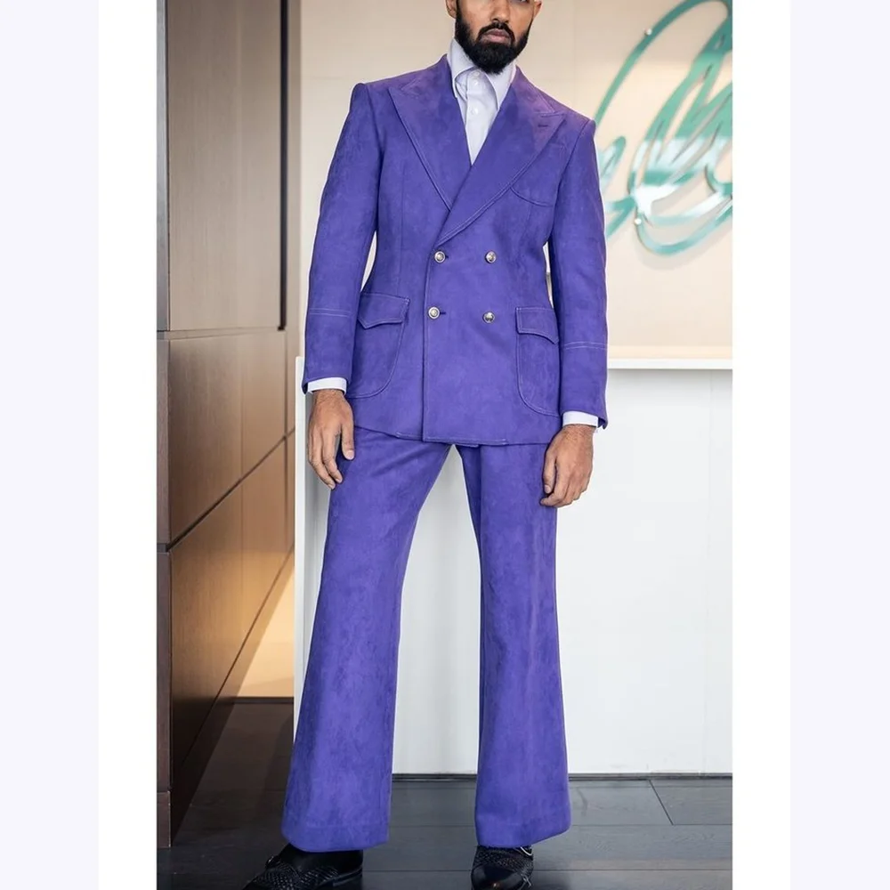 

Luxury Men Suits Set Two Pieces Double Breasted Peaked Lapel Fashion Classic High Quality Wedding Party Outfits Business Casual