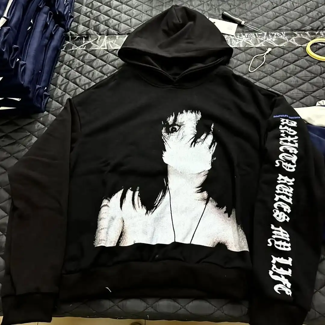 هوديي رجالي بغطاء للرأس باللون الأسود مطبوع عليه شخصية رعب ونمط مثير ملابس الشارع بتصميم إبداعي فريد من نوعه فردي سريع