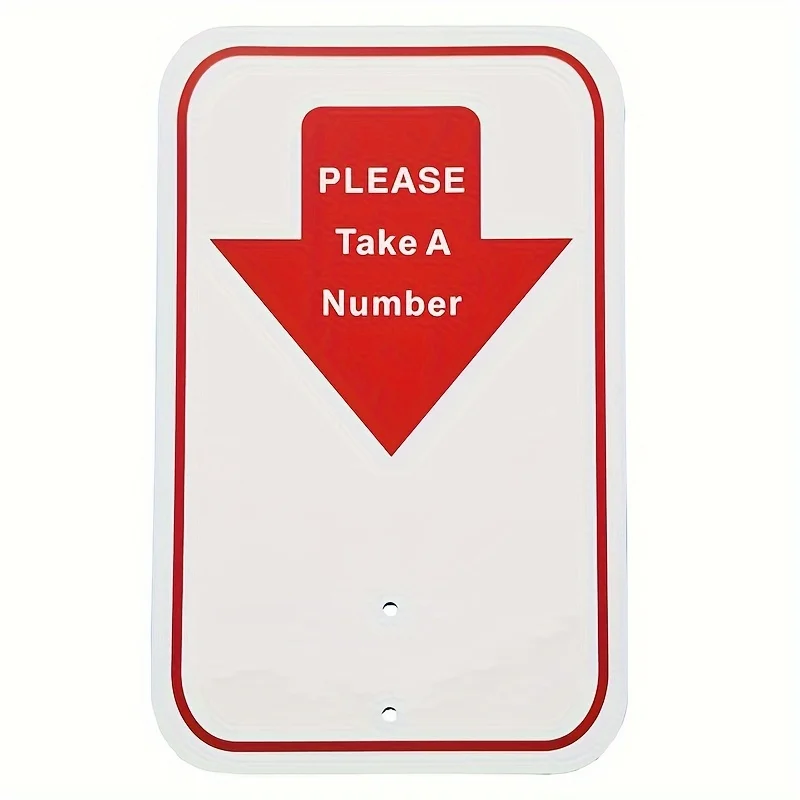 Take-a-Number Sign - Take A Number Dispenser Sign for Ticket Dispenser Red/White