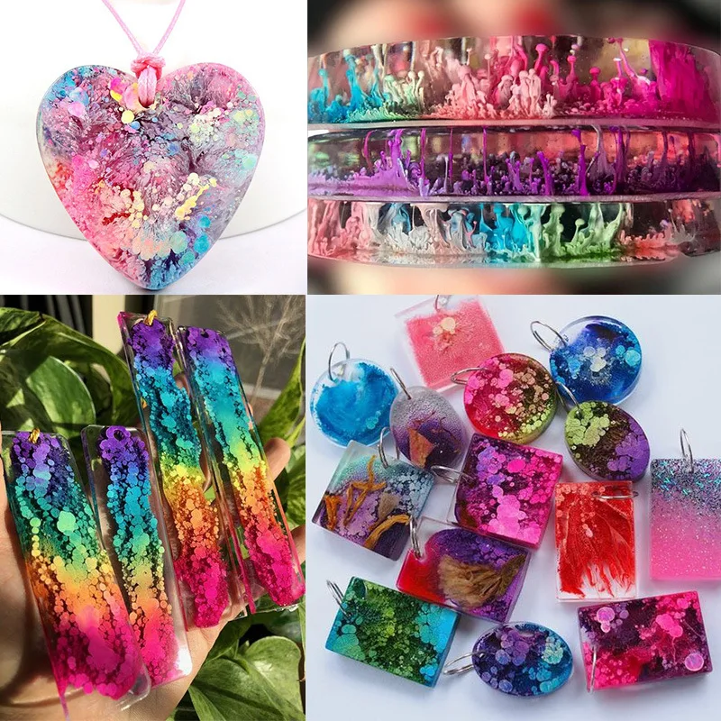 24Colors 10ml Alcohol Ink Set for AB Epoxy Resin Kit Diffusion Pigment Liquid Colorant DIY Resin Mold Jewelry Making Accessories