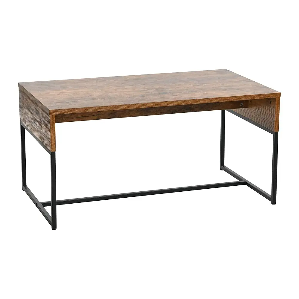 

Wrap Rectangular Coffee Table Rustic Hickory Wood Grain And Bla Metal