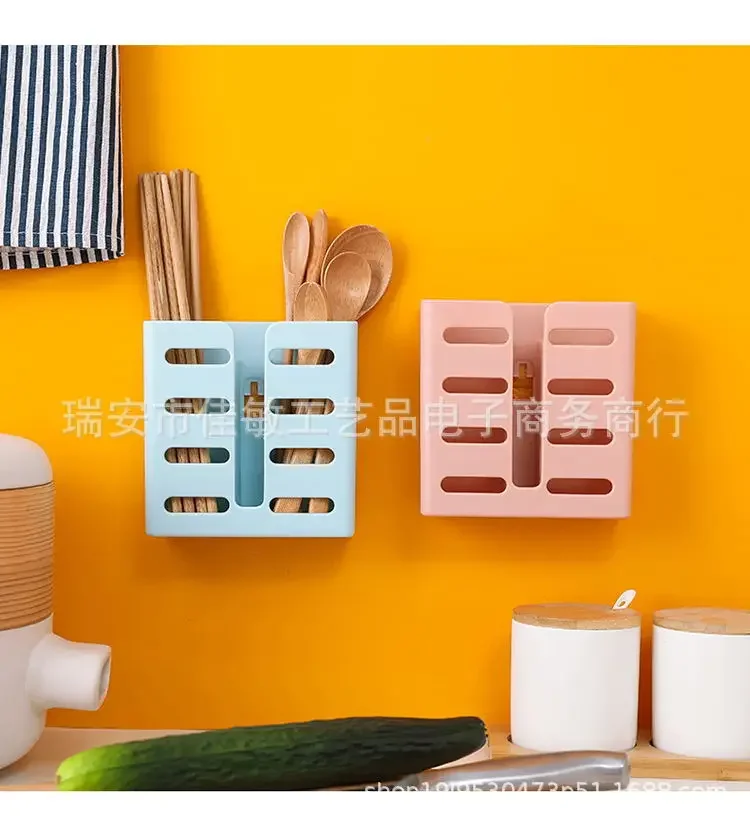 Chopsticks Cage Suction Cup Drain Rack Wall-mounted Kitchen Utensils Storage Organizer Fork Knife Spoon Holder Tableware