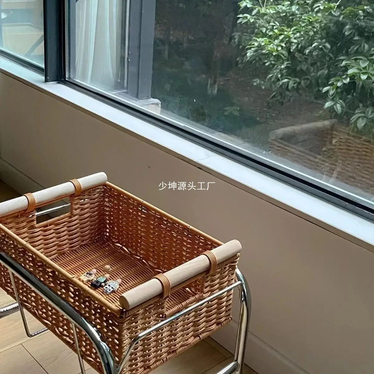 Household Furniture Kitchen Minimalist Restaurant Dining Room Rattan Cart Nordic luxury Hotel Pub Storage Trolley with Wheels