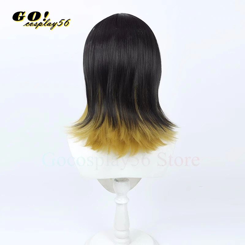 Luca Ikaruga Cosplay Wig Short Mullet Synthetic Hair Mixed Black Golden Bang Shinymas imasSC Girls Headwear