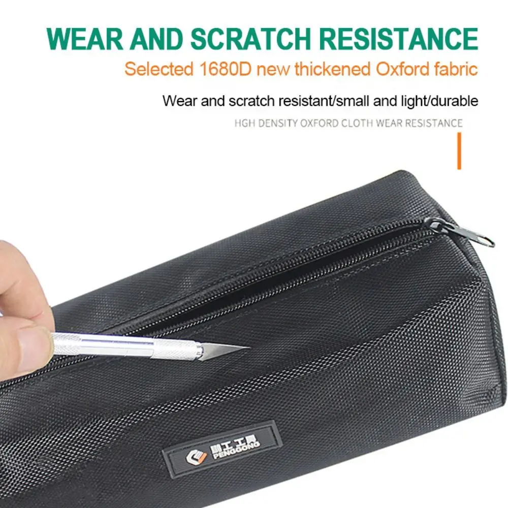 Bolsa de herramientas de lona Oxford duradera 1680D, bolsa impermeable con cremallera, piezas de Metal, bolsa de herramientas de mano, tornillos